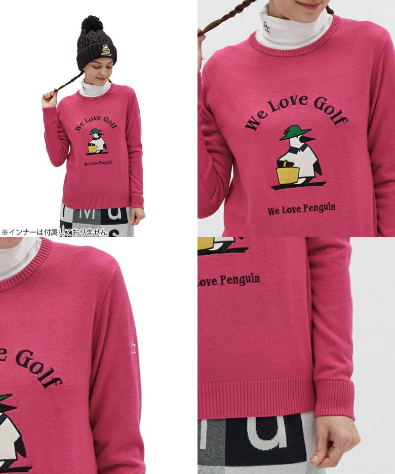 【ブラックフライデーP10倍】マンシングウェア Munsingwear レディース セーター クルーネックセーター ウール混 ニットプルオーバー 手洗い可 ペンギンモチーフ アップリケ付き M〜3Lまで 【送料無料】 2025 秋冬 新作 ゴルフウェア