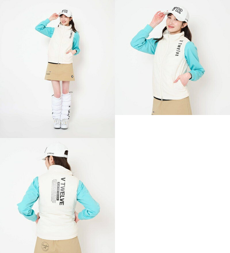 V12 ゴルフ ヴィ・トゥエルブ レディース ベスト中綿入り 保温 防寒 防風 撥水 ロゴプリント FLUFFY VEST 【送料無料】 2025 秋冬 新作 ゴルフウェア