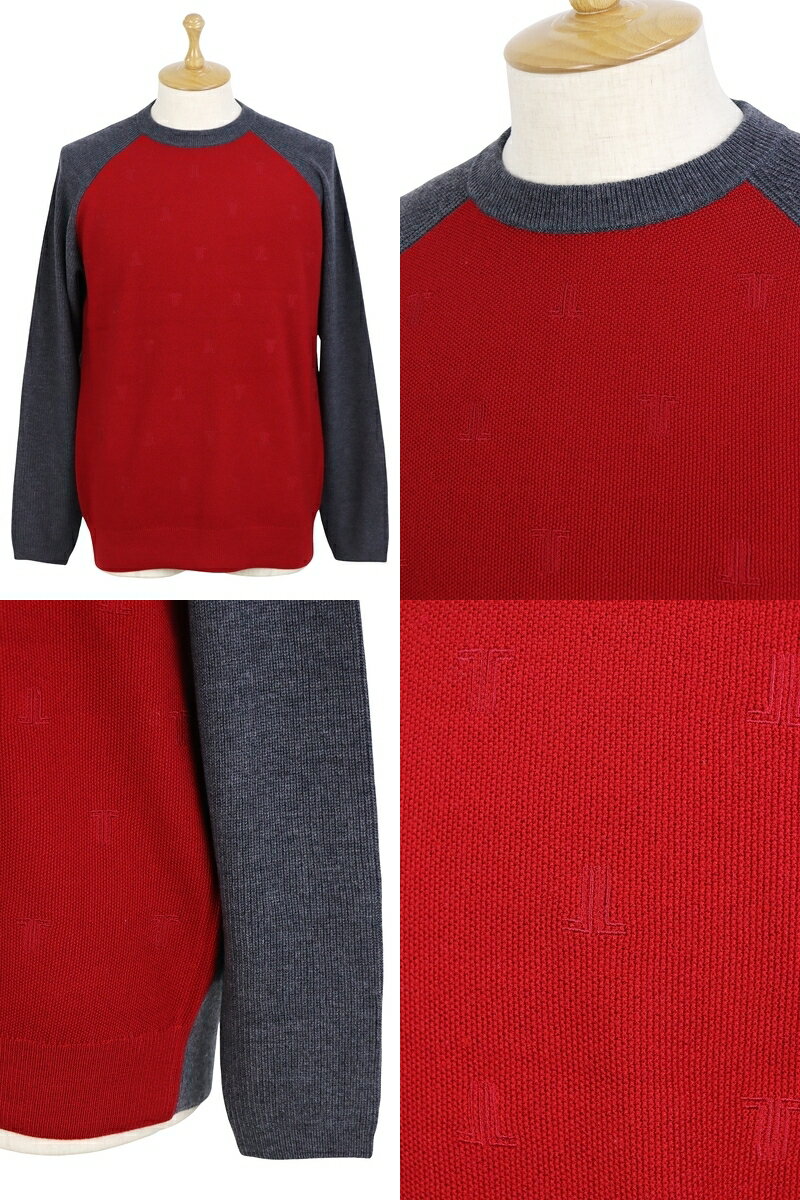 ランバン スポール LANVIN SPORT 日本正規品 メンズ セーター クルーネック ウール混紡 前身頃ロゴ刺繍 編地切替 袖 後ろ身頃畦編みデザイン 【送料無料】 2025 秋冬 新作 ゴルフウェア