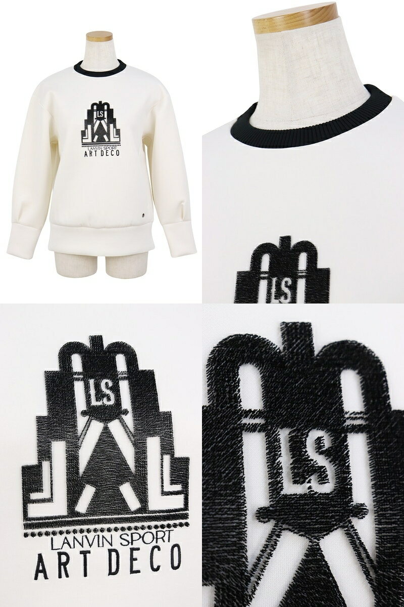 ランバン スポール LANVIN SPORT 日本正規品 レディース トレーナー クルーネック 【アールデコ100周年】ダンボールニット素材 ビックシルエット アールデコモチーフタフト刺繍 【送料無料】 2025 秋冬 新作 ゴルフウェア