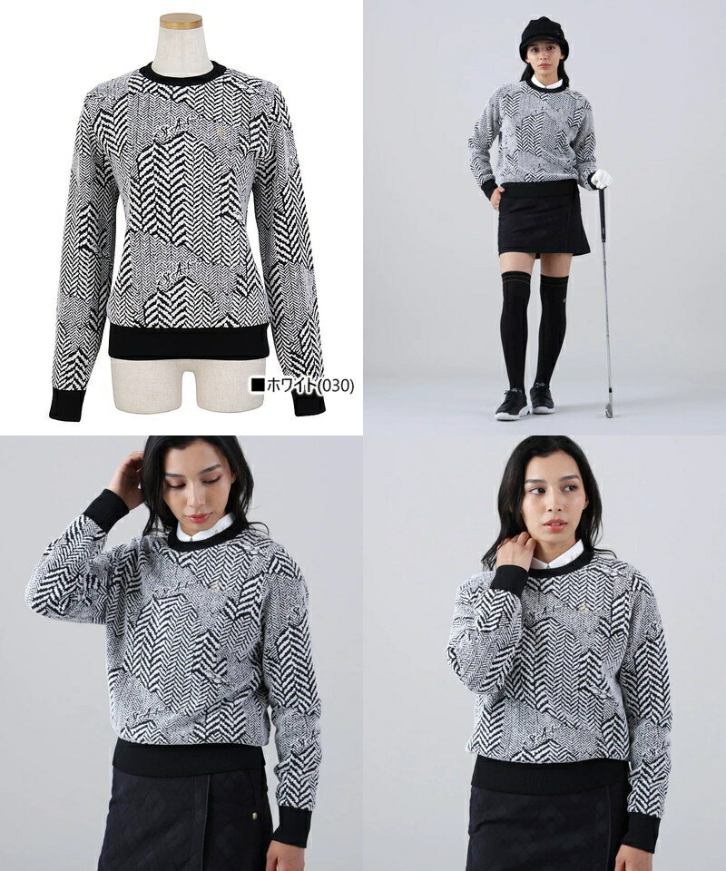 セントアンドリュース St ANDREWS レディース セーター 防風裏地付 クルーネックニット プルオーバー ヘリンボーン柄ジャガード 総柄デザイン ケルト刺繍付 【送料無料】 2025 秋冬 新作 ゴルフウェア