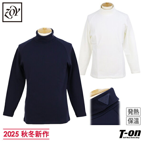ゾーイ ZOY メンズ ハイネックシャツ 長袖 タートルネックシャツ ストレッチ 裏起毛 保温 発熱 防寒 モックネック シリコンワッペン 【送料無料】 2025 秋冬 新作 ゴルフウェア