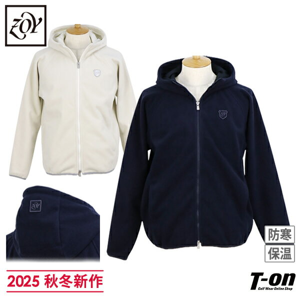 ゾーイ ZOY メンズ ブルゾン フード付き フリース素材 裏起毛 保温 防寒 ブロックフリースラミネート 防風性 ロゴワッペン 【送料無料】 2025 秋冬 新作 ゴルフウェア