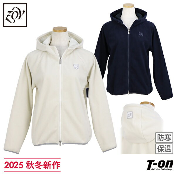 ゾーイ ZOY レディース ブルゾン フード付き フリース素材 裏起毛 保温 防寒 ブロックフリースラミネート 防風性 ロゴワッペン 【送料無料】 2025 秋冬 新作 ゴルフウェア