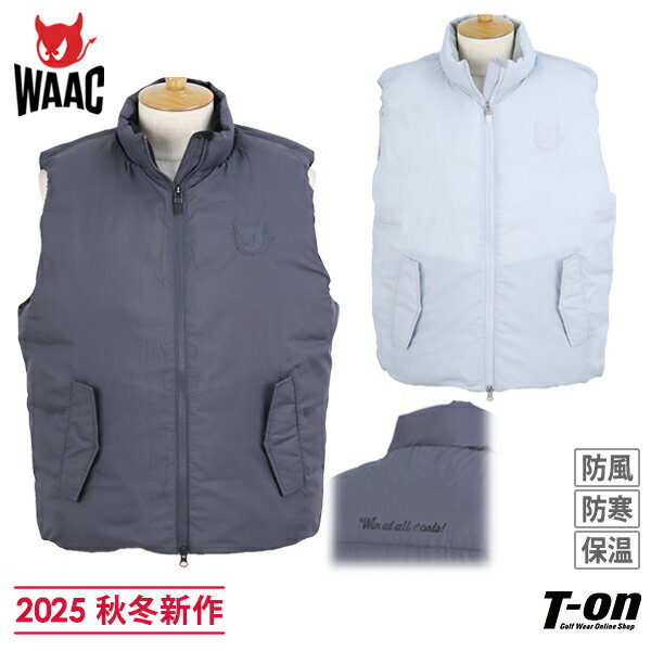ワック WAAC 日本正規品 メンズ ベスト 中綿ベスト 保温 防寒 防風 軽量 衿内側フリース素材 フラップ付きポケット シリコンワッペン 【送料無料】 2025 秋冬 新作 ゴルフウェア