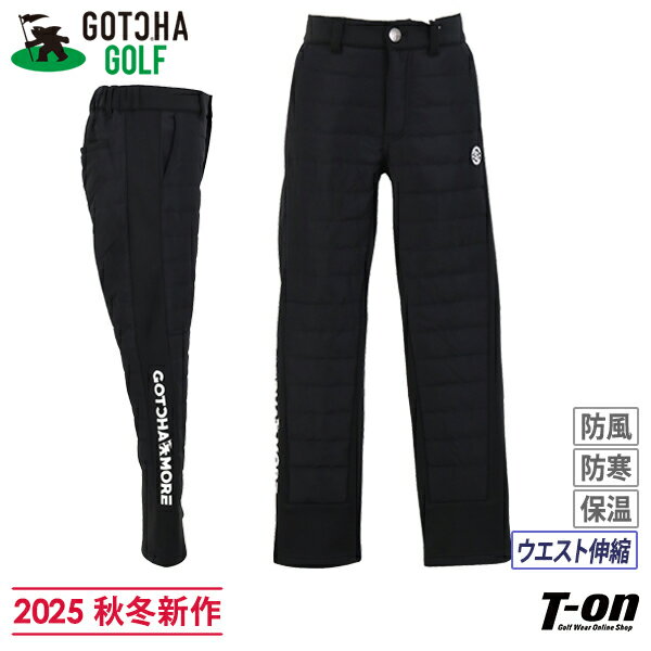 ガッチャ ガッチャゴルフ GOTCHA GOLF メンズ パンツ ロングパンツ ダウンパンツ 一部ストレッチ 裏起毛 ウエスト後ろゴム入り 保温 防寒 防風 ロゴワッペン M～4Lまでご用意 【送料無料】 2025 秋冬 新作 ゴルフウェア