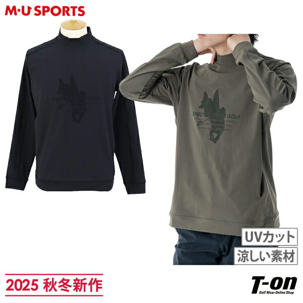 MUスポーツ エムユー スポーツ M.U SPORTS MUSPORTS メンズ ハイネックシャツ 長袖 モックネックシャツ UVカット 吸水速乾 スイングアーモシルエットプリント 【送料無料】 2025 秋冬 新作 ゴルフウェア