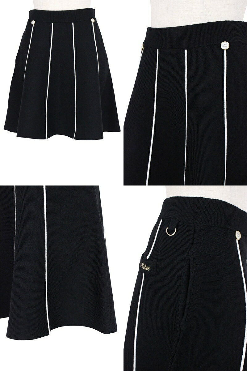 CECIL McBEE green セシルマクビー グリーン レディース スカート ニットスカート フレアスカート ウエストゴム プルオン仕様 ラインデザイン KINIT PLEATS SKIRT 【送料無料】 2025 秋冬 新作 ゴルフウェア