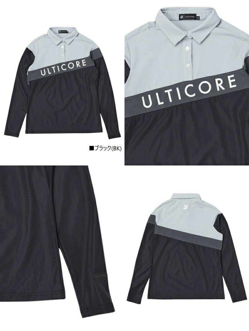【30％OFF SALE】アルティコア ブリヂストン ゴルフ ULTICORE BRIDGESTONE GOLF レディース ポロシャツ 長袖 共衿シャツ ストレッチ 吸汗速乾 配色切替 ロゴプリント M〜3Lまで 【送料無料】 2025 秋冬 新作 ゴルフウェア
