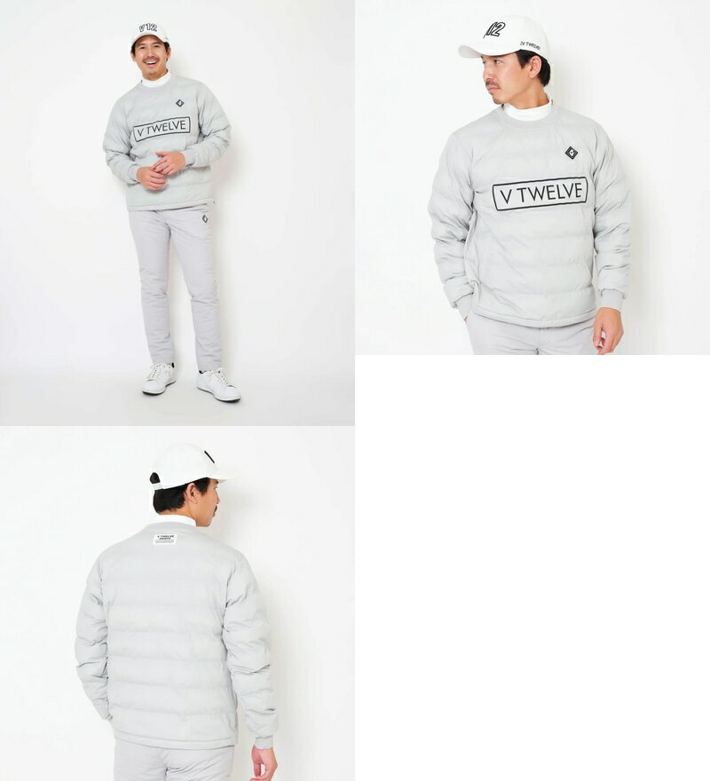 V12 ゴルフ ヴィ・トゥエルブ メンズ ブルゾン クルーネック スニードジャック 裏地付き 中綿入り 保温 防寒 防風 撥水 ロゴプリント 【送料無料】 2025 秋冬 新作 ゴルフウェア