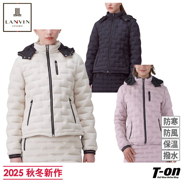 【ブラックフライデーP10倍】ランバン スポール LANVIN SPORT 日本正規品 レディース ブルゾン ダウンブルゾン フード付き 撥水 保温 防寒 防風 軽量 700フィルパワーダウン 上質ダウン メタリックファスナー ラメゴムデザイン【送料無料】2025 秋冬 新作 ゴルフウェア