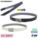 ロサーセン ROSASEN メンズ ベルト ゴムメッシュ&レザー調 異素材切替ベルト 杢調 リバーシブルベルト 2WAY バックルロゴデザイン 【送料無料】 2...