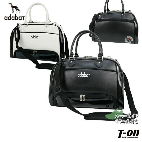 アダバット adabat メンズ レディース ボストンバッグ シューズインポケット付き ショルダーベルト付き レザー調×エナメル素材 底鋲付き ロゴ刺繍 【送料...