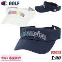 チャンピオン チャンピオン ゴルフ Champion 日本正規品 レディース サンバイザー ツイルコットン素材 配色ロゴ刺繍 2025 春夏 新作 ゴルフ