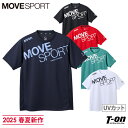 ムーブスポーツ MOVESPORT メンズ Tシャツ 半袖 UVカット 吸汗速乾 ビックロゴプリント M〜4Lまでご用意 2025 春夏 新作 ゴルフウェア