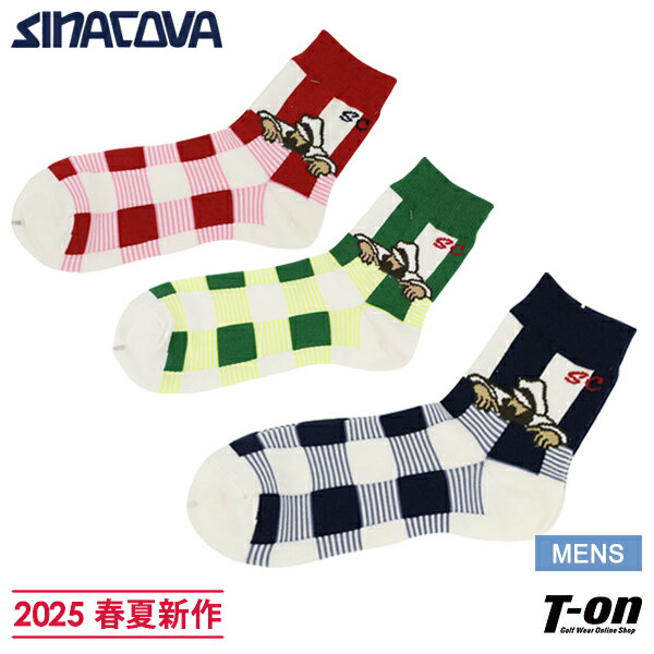 楽天【T-on】ティーオンシナコバ SINACOVA メンズ ソックス ストライプチェック柄 キャプテンデザイン 船長 ジャガード柄 2025 春夏 新作