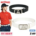 アルチビオ archivio メンズ ベルト レザー調 スクエアAロゴバックル ドット調 パンチングデザイン 【送料無料】 2025 春夏 新作 ゴルフ