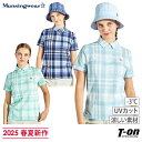 マンシングウェア Munsingwear レディース ポロシャツ 半袖 台衿付きシャツ UVカット 涼しい素材 サッカー素材 チェック柄 総柄 エンブレムロゴプ...