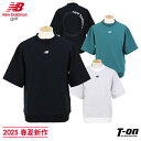 ニューバランス ゴルフ new balance golf メンズ トレーナー 5分袖 クルーネック プルオーバー ストレッチ ゆったりシルエット ドロップショルダー サークルロゴプリント M~3Lまでご用意 【送料無料】 2025 春夏 新作 ゴルフウェア