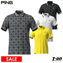 【30%OFF SALE】ピン PING メンズ ポロシャツ 半袖 ストレッチ バイアスロゴジャガード 総柄デザイン 2025 春夏 新作 ゴルフウェア