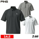 【30%OFF SALE】ピン PING メンズ ポロシャツ 半袖 ニットポロシャツ リサイクル素材 スナップボタン仕様 ロゴプリント バックラインデザイン ゴルフウェア