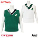 アルチビオ archivio レディース ベスト ニットベスト Vネック チルデンデザイン ケーブル編み ロゴジャガード サガラワッペン 【送料無料】 2025...