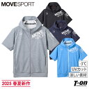 ムーブスポーツ MOVESPORT メンズ パーカー 半袖 フード付き UVカット -3℃ クーリング 耐久 杢調 ジャージ素材 グラフィックロゴデザイン M~...