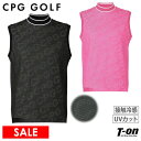 【30%OFF SALE】シーピージー ゴルフ CPG GOLF レディース ハイネックシャツ ノースリーブ UVカット 接触冷感 ロゴジャガード 総柄 モック...