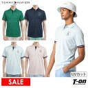 【30%OFF SALE】トミー ヒルフィガー ゴルフ TOMMY HILFIGER GOLF 日本正規品 メンズ ポロシャツ 半袖 UVカット シャドーボーダー柄ジャガード サークルロゴ刺繍 2025 春夏 新作 ゴルフウェア
