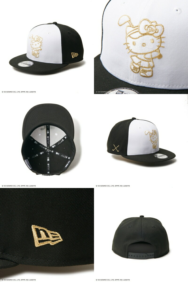 ニューエラ ゴルフ ニューエラ NEW ERA 日本正規品 レディース キャップ フラットバイザー ハローキティコラボ ツイル素材 9FIFTY KITTY GOLF CAP 配色デザイン モノトーン キティ ゴールド刺繍 ゴルフ 【送料無料】
