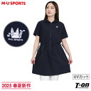 MUスポーツ エムユー スポーツ M.U SPORTS MUSPORTS レディース ワンピース 半袖 ハイネックにもなる ハーフジップアップ UVカット タッ...