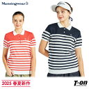 【ポイント5倍 7/11 12:59迄】マンシングウェア Munsingwear レディース ポロシャツ 半袖 ニットポロシャツ パネルボーダー柄 編地切替 ロ...