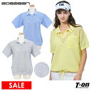 【30%OFF SALE】ロサーセン ROSASEN レディース ポロシャツ 半袖 ニットポロ メッシュ編み スキッパーポロ ゆったりシルエット 裾ブラウジング...