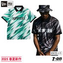 ニューエラ ゴルフ ニューエラ NEW ERA 日本正規品 メンズ ポロシャツ 半袖 UVカット 吸汗速乾 パームリーフカモ 総柄プリント ロゴワッペン 鹿の子素材 2025 春夏 新作 ゴルフウェア