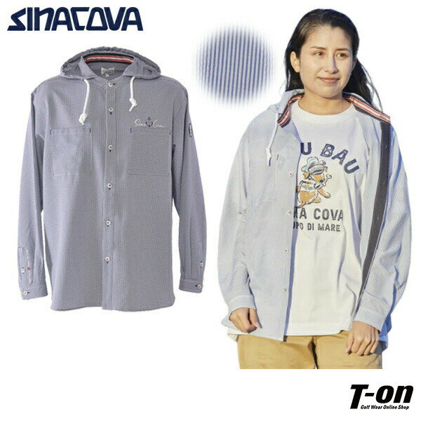 シナコバ サルジニア SINACOVA SARDEGNA メンズ レディース カジュアルシャツ フード付きシャツジャケット 通気性 軽量 ストライプ柄 ギンガム...