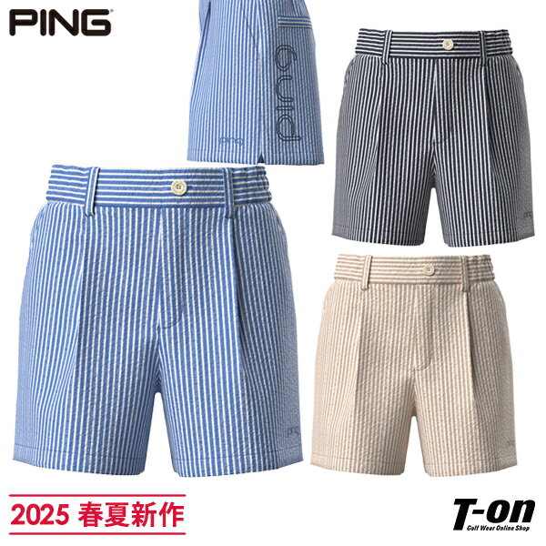 ピン PING レディース パンツ ショートパンツ 速乾 ストレッチ シアサッカー ストライプ柄 バックロゴプリント 【送料無料】 2025 春夏 新作 ゴルフウェア