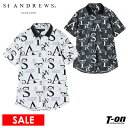 【30%OFF SALE】セントアンドリュース St ANDREWS メンズ ポロシャツ 半袖 ロゴジャガードデザイン 総柄 衿光沢素材 総柄 バックロゴメタルプレート M~3Lまでご用意 【送料無料】 2025 春夏 新作 ゴルフウェア