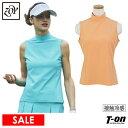 【20%OFF SALE】ゾーイ ZOY レディース ハイネックシャツ ノースリーブ モックネックシャツ 接触冷感 マット調ジャージ素材 ラインストーンロゴ 【...