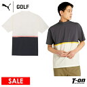 【30%OFF SALE】プーマゴルフ PUMA GOLF 日本正規品 日本規格 メンズ ハイネックシャツ 半袖 モックネックシャツ FOG パネルカラー 配色デザイン リラックスシルエット ロゴ刺繍 2025 春夏 新作 ゴルフウェア