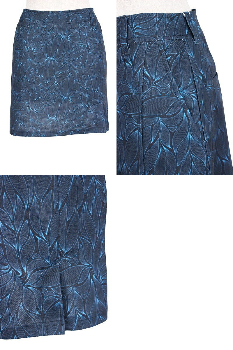 【50％OFF SALE】フィドラ FIDRA レディース スカート 台形スカート 裾スリット アシンメトリーデザイン リーフプリント ボタニカル柄 総柄 ロゴワッペン ゴルフウェア 【送料無料】