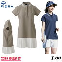 フィドラ FIDRA レディース ワンピース 半袖 吸汗速乾 裾異素材 プリーツデザイン アシンメトリーデザイン 前立て比翼仕立て ロゴワッペン 【送料無料】 ...