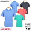 ロサーセン ROSASEN メンズ ポロシャツ 半袖 UVカット 接触冷感 メッシュ衿 杢 メランジ バックロゴプリント ロゴマーク刺繍付 【送料無料】 2025 春夏 新作 ゴルフウェア