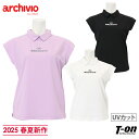 アルチビオ archivio レディース ポロシャツ 半袖 プルオーバー ポロ衿付 UVカット 吸汗速乾 グリッターロゴプリント ショートスリーブ フレンチスリーブ 【送料無料】 2025 春夏 新作 ゴルフウェア