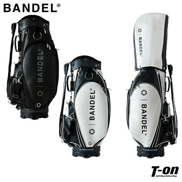 バンデル BANDEL メンズ レディース キャディバッグ 9.5型 46インチ対応 カートタイプ モノトーン ロゴデザイン ロゴプレート付 レザー調 皮革調素...