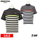 【30%OFF SALE】ブリーフィング ゴルフ BRIEFING GOLF メンズ ハイネックシャツ 半袖 ベア天竺素材 吸水速乾 モックネック マルチボーダー柄 ネオンカラーがアクセント!リラックスフィットシルエット 【送料無料】 2025 春夏 新作 ゴルフウェア