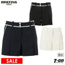 【30%OFF SALE】ブリーフィング ゴルフ BRIEFING GOLF レディース パンツ ショートパンツ キュロット プリーツデザイン 撥水 ストライプ地柄 パイピングデザイン PLEATED SHORT PANTS 【送料無料】 2025 春夏 新作 ゴルフウェア