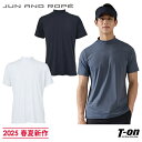 ジュンアンドロペ ノワール JUN AND ROPE NOIR JUN&ROPE メンズ ハイネックシャツ 半袖 モックネック ナイロンジャージ素材 イタリア製ファブリック 微光沢感 バックエアホールデザイン 着丈長め ロゴプレート 【送料無料】 2025 春夏 新作 ゴルフウェア