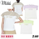 モナ デルソル MONA DELSOL レディース ハイネックシャツ 半袖 モックネックシャツ プルオーバー バイカラー切替デザイン ドロップショルダー バックロゴプリント 2025 春夏 新作 ゴルフウェア
