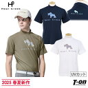 ヒールクリーク Heal Creek メンズ ハイネックシャツ 半袖 モックネックシャツ 吸水速乾 UVカット 幾何学ヘンリーデザイン ロゴプリント 【送料無料】 2025 春夏 新作 ゴルフウェア