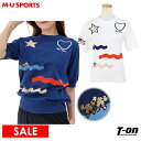 【30%OFF SALE】MUスポーツ エムユー スポーツ M.U SPORTS MUSPORTS レディース セーター 半袖 クルーネック サマーニット 絵描...